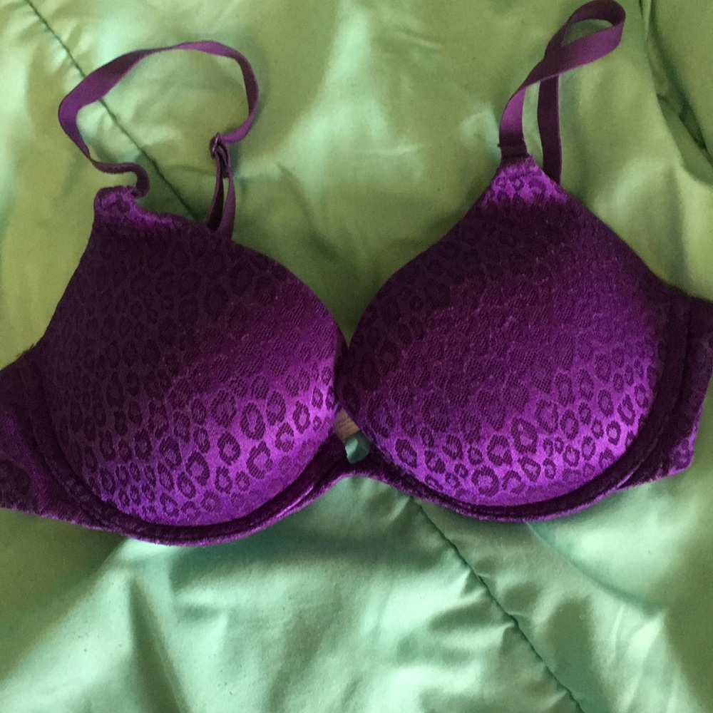 Purple cheetah push-up bra